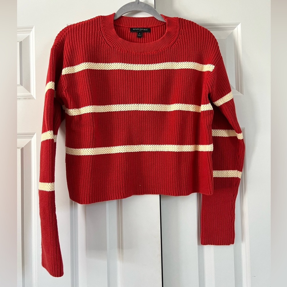 Banana Republic Orange & Cream Striped Sweater
